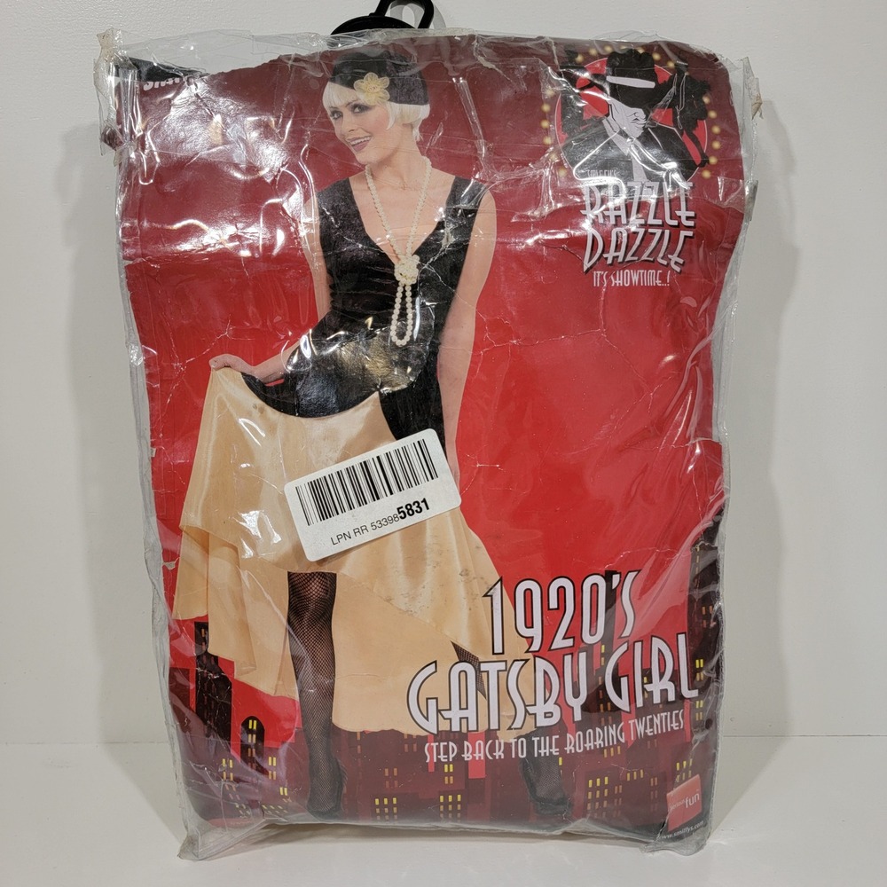Smiffys Razzle Dazzle 1920s Gatsby Girl Flapper Costume XL 18-20 Black Gold
